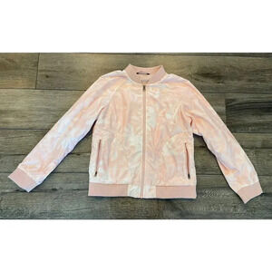 Girl’s The North Face Jacket Windwall Full Zip Pink White Size Large 14 16